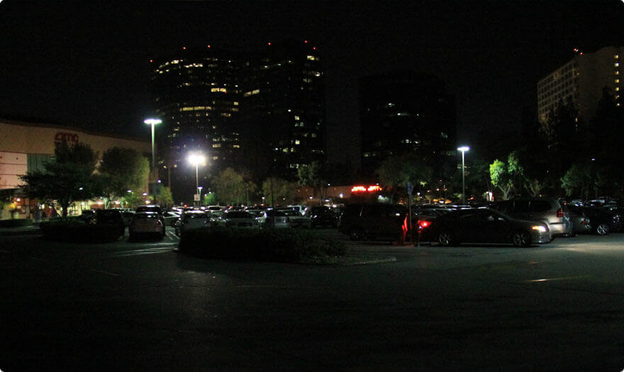 BBE LED Parking Lot Lights in one Mall, CA, USA