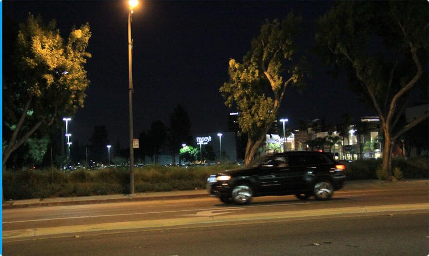 BBE LED Parking Lot Lights in one Mall, CA, USA