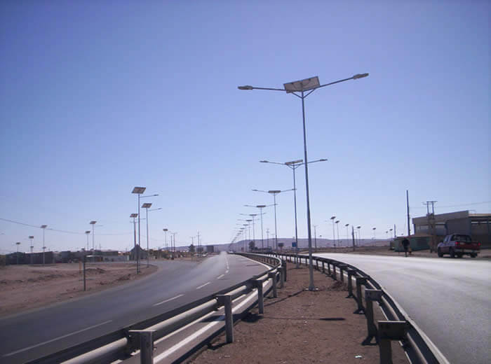 Solar and Wind Turbine LED Street Light, LU1 in University in Concepción, Chile