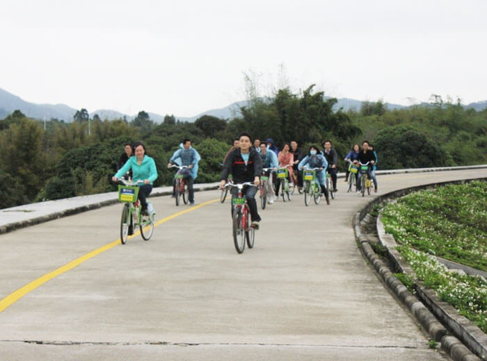 Green Bicycle Travelling in Zengcheng